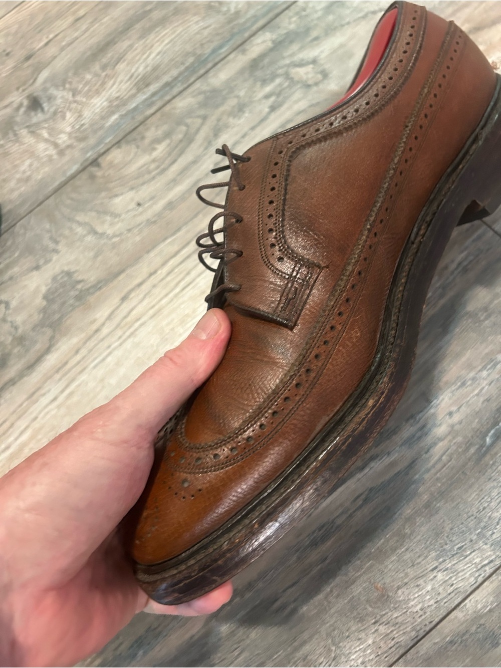 Florsheim Imperial 93602 Wingtip Shoes Men’s 11.5 D Brown Pebble Grain - Picture 9 of 13